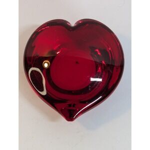 PAPERWEIGHT‎ VINTAGE GORGEOUS HEAVY RED HEART SHAPE ART GLASS